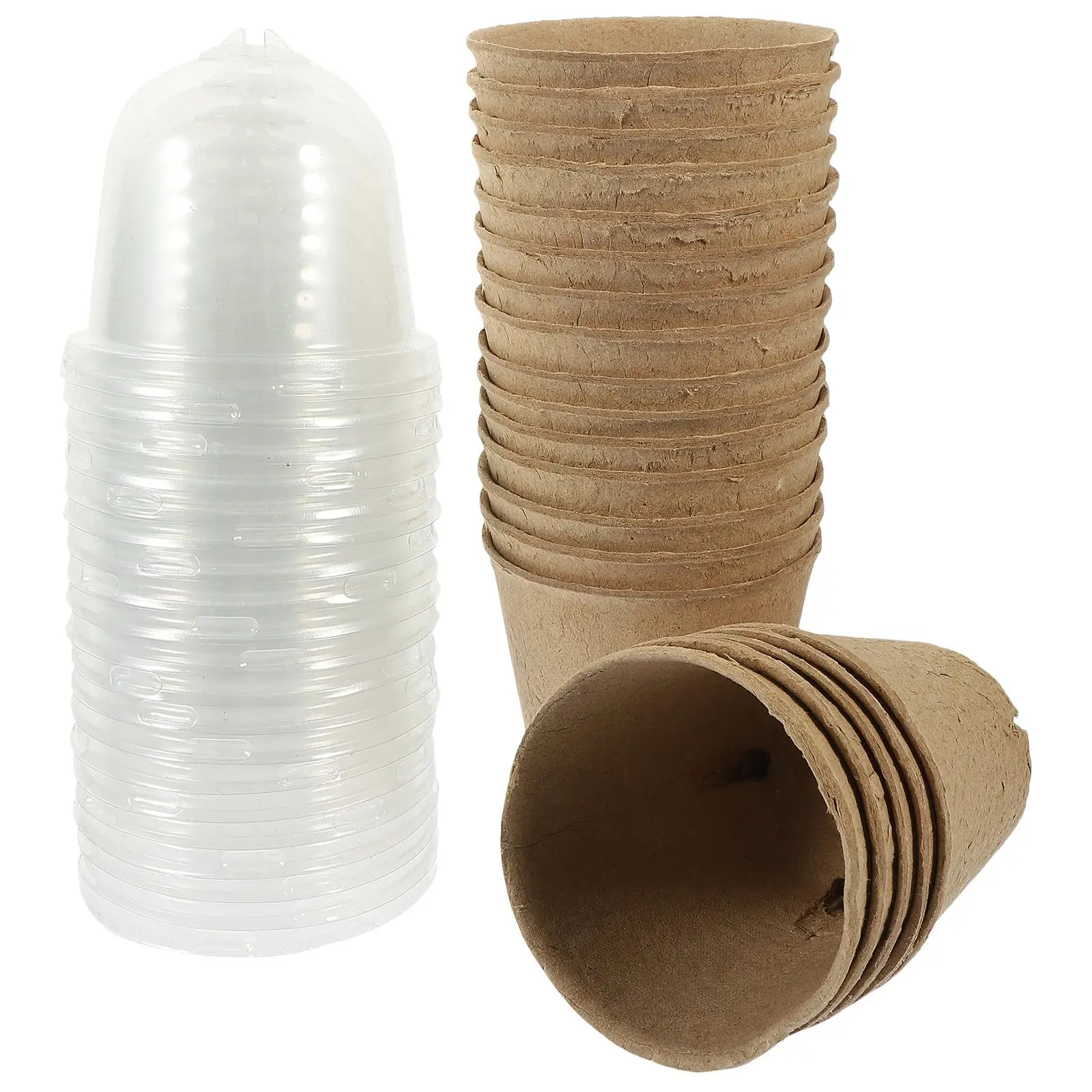 

20 Pcs Pulp Seedling Cups 8cm Round Mouth Side Holes with Lid Plant Pots Indoor Paper Garden Supplies Reusable Flower Pot Home