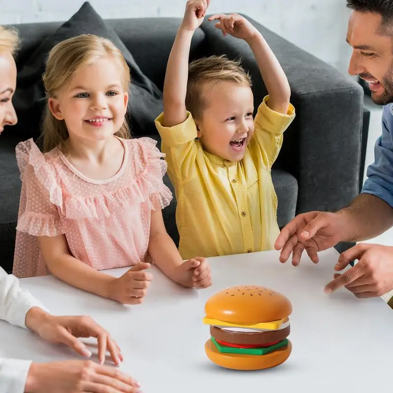 Houten Burger Sandwich Stapelspeelgoed Educatief Voorschools Leren Spelen Voedselvaardigheden Speelgoed voor Peuter Jongens Meisjes 3 4 5 jaar oud