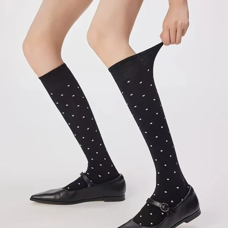 ถุงน่องลายจุดยาว ถุงน่องเซ็กซี่ตาข่ายถัก ถุงน่องสูงถึงเข่า ผู้หญิง ฤดูร้อน ไนลอนบาง โปร่งใส โลลิต้า คาวาอี้