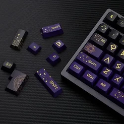 Night Sky Fantasy Keycap Set Custom Constellation Purple OEM Profile Key Caps Side Engraved Translucent PBT Mechanical Keyboard