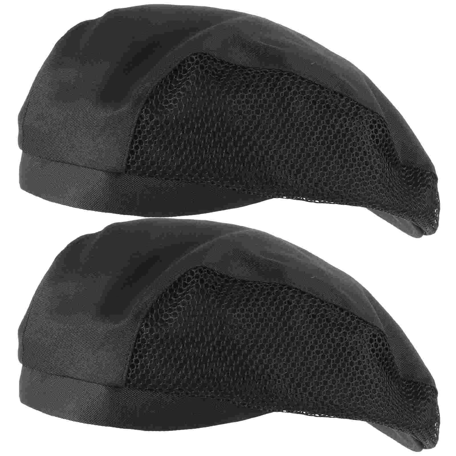 

2pcs Chef Waiter Hair Cover Black Net Kitchen Worker Hat Soft Fabric One Size Fits Most Adults Cook Hat Chef Headwear Baking