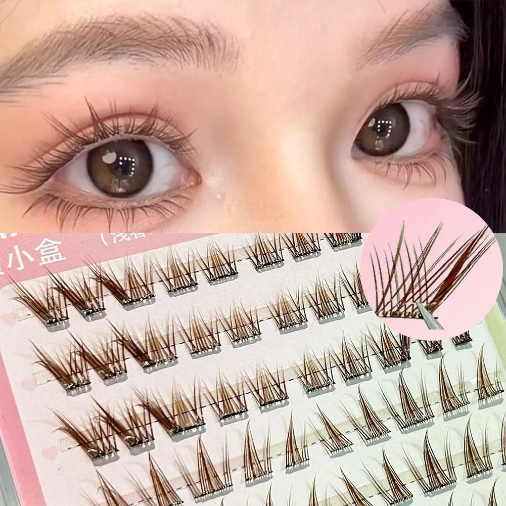 Fox Eye Lashes Segmented False Eyelashes Natural Simulation Cluster Lashes Caramel Fairy Color/colorful Comic Single Thick X0I7