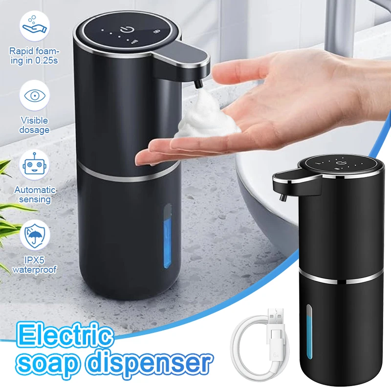 Automatic Foam Soap Dispenser 380ml Rechargeable Hand Washer Touchless Smart Display Infrared Sensor Liquid Soap Dispensers