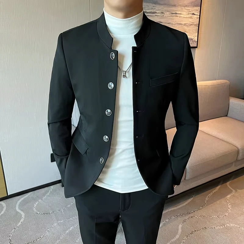 

High-quality men's suit fashionable cool versatile trendy wedding casual set two-piece British-style suit set