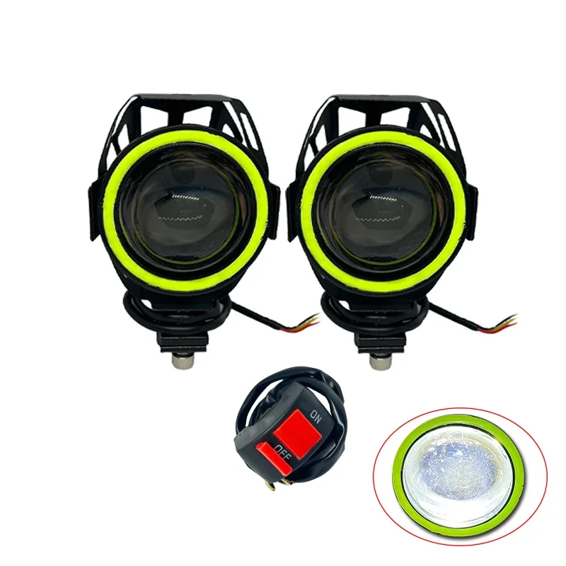 1/2PCS Motorcycle Headlight Led Bicycle headlight Large eyes 10W floodlight Universal fog light U7 Led drive light