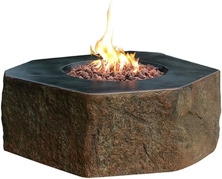 

Concrete Fire Pit 42" x 42" Outdoor Patio Firepit Includes Lava Rocks Modern Fire Pits & Outdoor Fireplaces for Garden, Deck