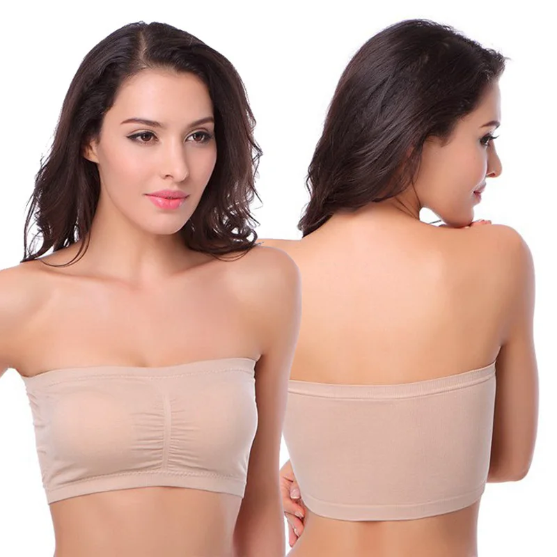 Soutien-gorge Bandeau rembourré sans bretelles pour femme, haut tubulaire sans couture, grande taille, extensible, Sexy, sans fil, été