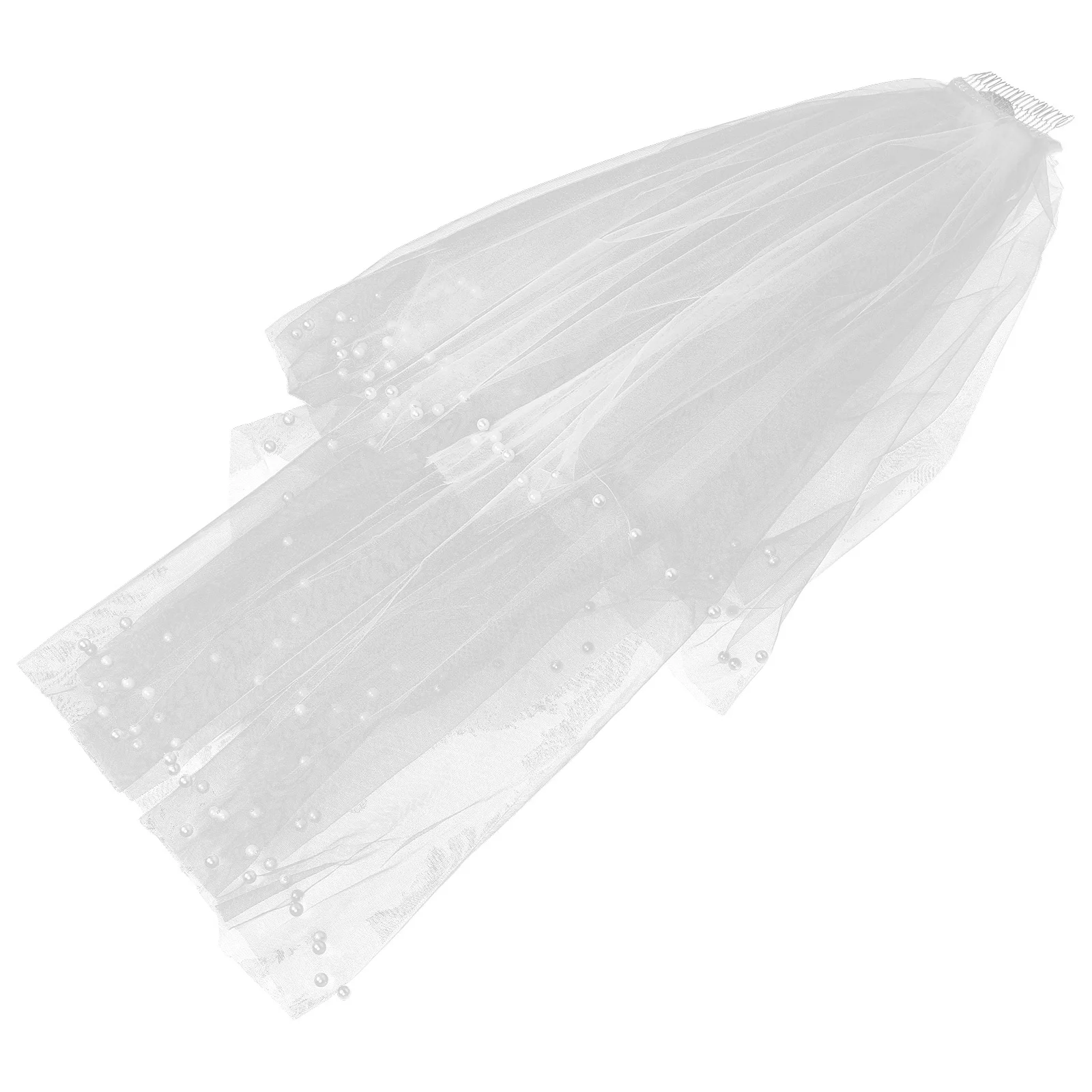 Bridal Wedding Veil Short White Double Layer Lace Trim Hair Comb Tulle Small Veil for Women Bridal Headpiece Elegant Short
