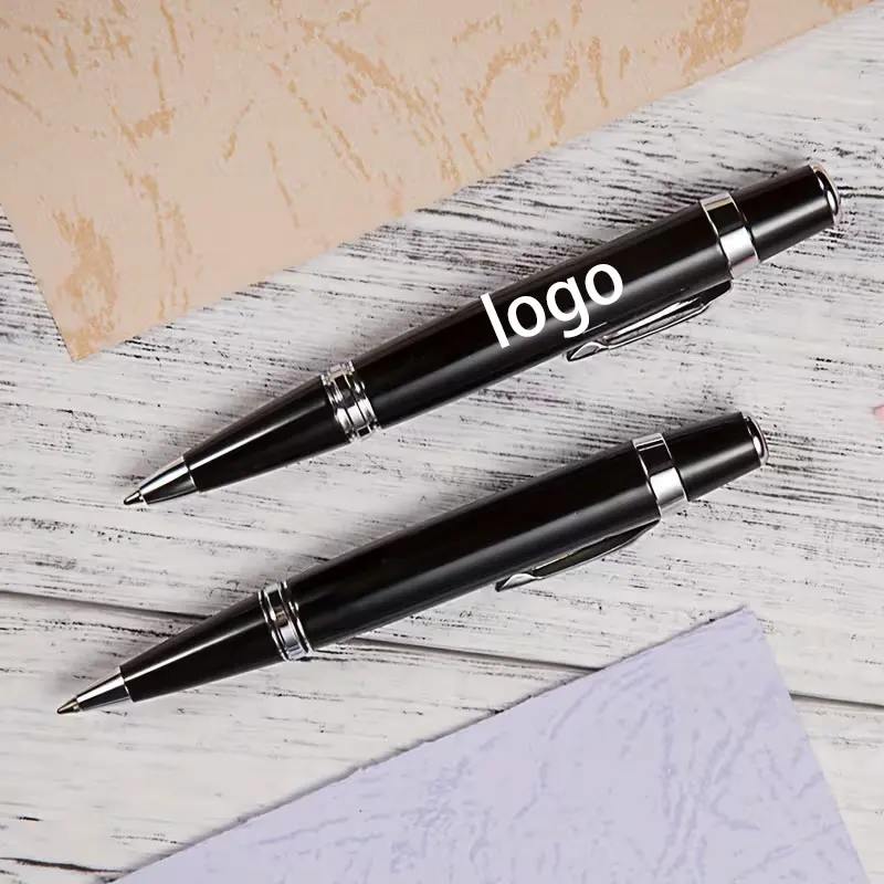 Personalized Custom Logo Laser-Engraved Name and Date Creative Mini Short Business Metal Ballpoint Pen Conference Promotional Gift Portable Pocket Pen Ballpoint Pen