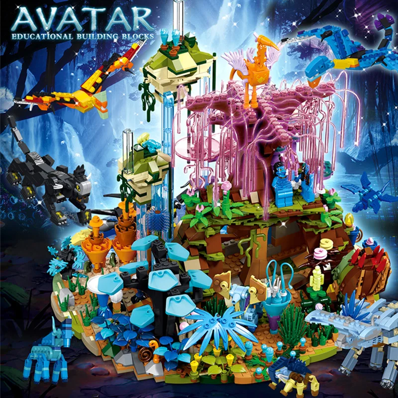 Pandoran Cave Biome Bouwstenen Kit MOC Bioluminescerend Alien Ecosysteem met Planten & Wezens 2986PCS Sci-Fi Model Bricks