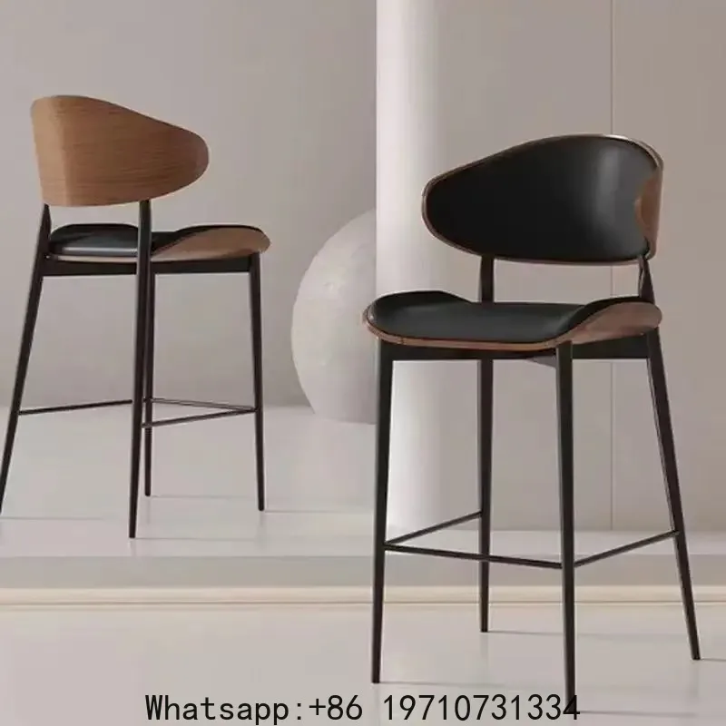 

Bar Chair Italian Light Luxury Bar Leisure High Stool Simple Front Desk Backrest Chairs Home Restaurant Island Leisure Chairs