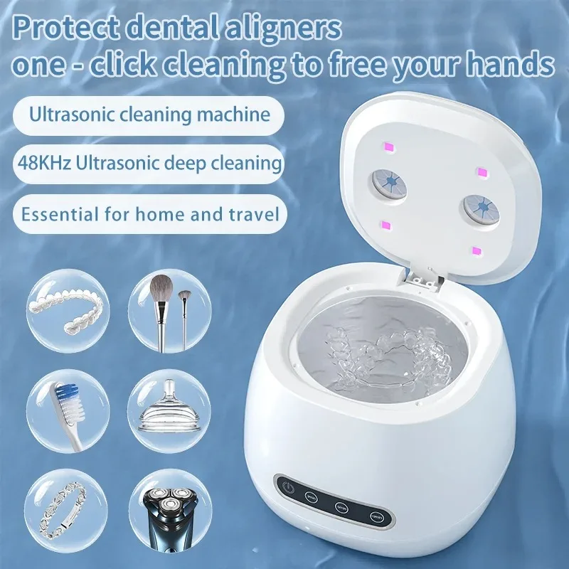 Ultrasonic 48KHZ Automatic Denture Cleaner USB Jewelry Watch Strap Makeup Brush Cleaner Machine for Deep Cleaning