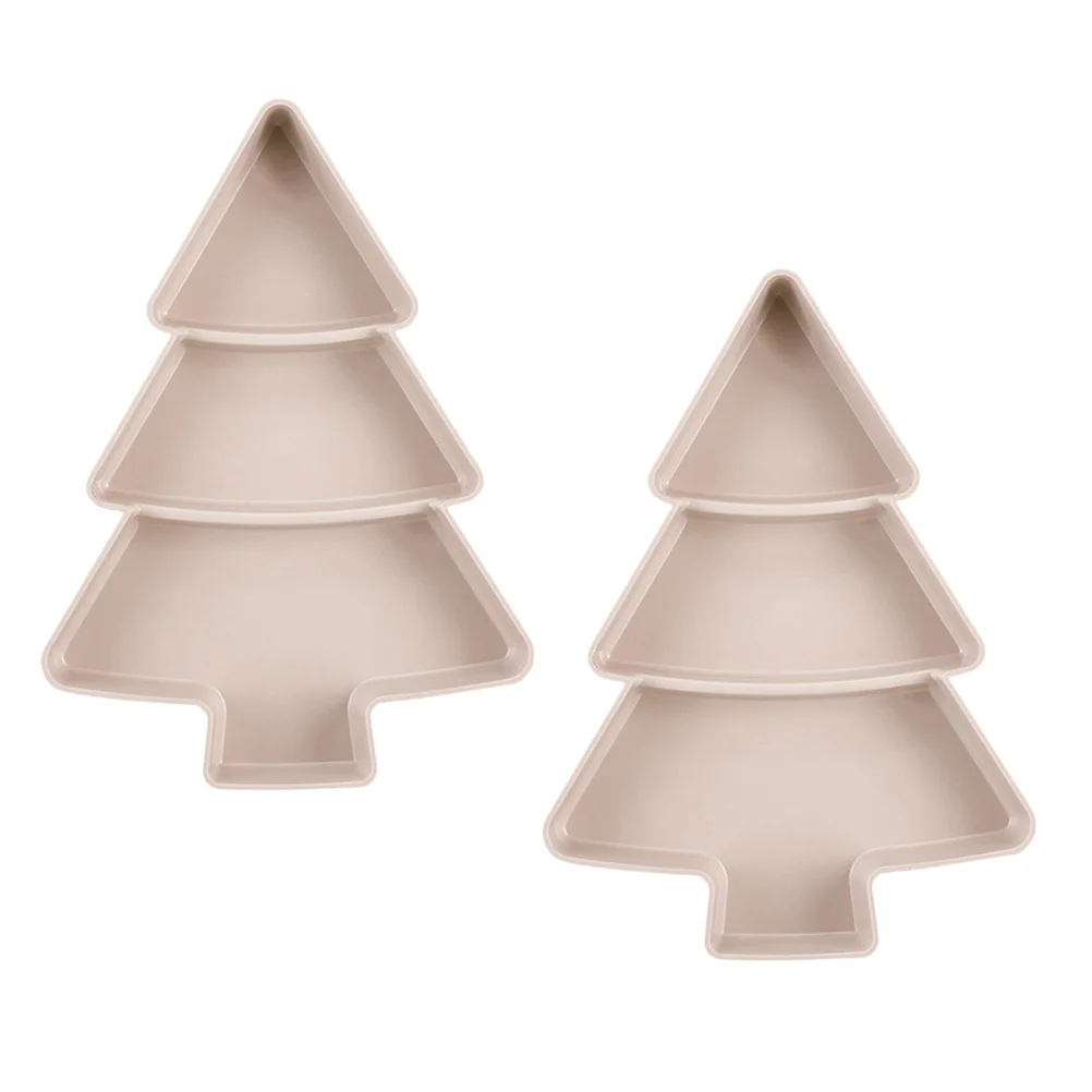 

2pcs Christmas Tree Shape Fruit Tray Ps Plastic Separate Compartments Snack Storage Dried Fruit Dish Mobile Phone Holder