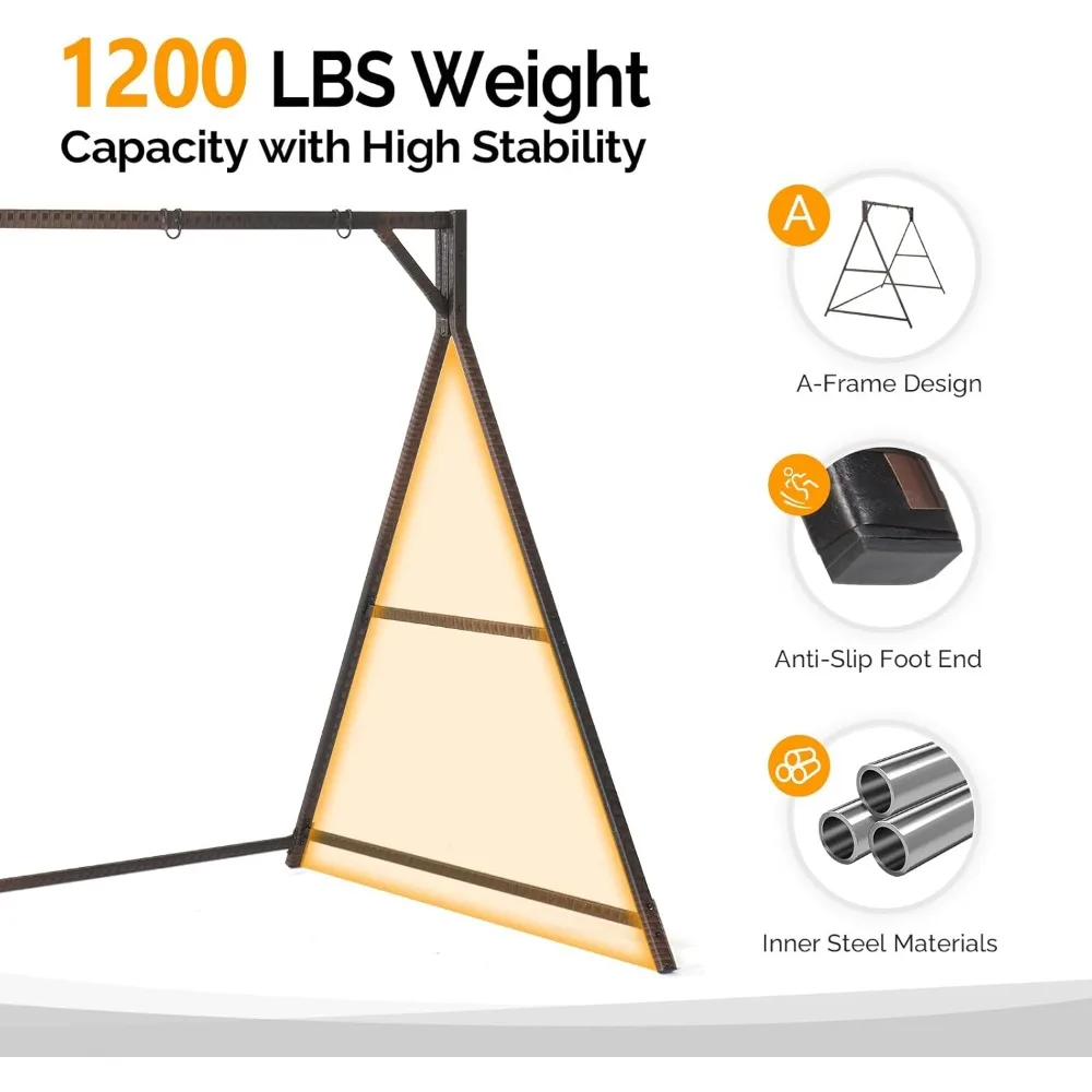حامل أرجوحة الروطان الخارجي شديد التحمل بطول 7 أقدام مع إطار معدني وحلقات تعليق بسعة 1200 رطل #3