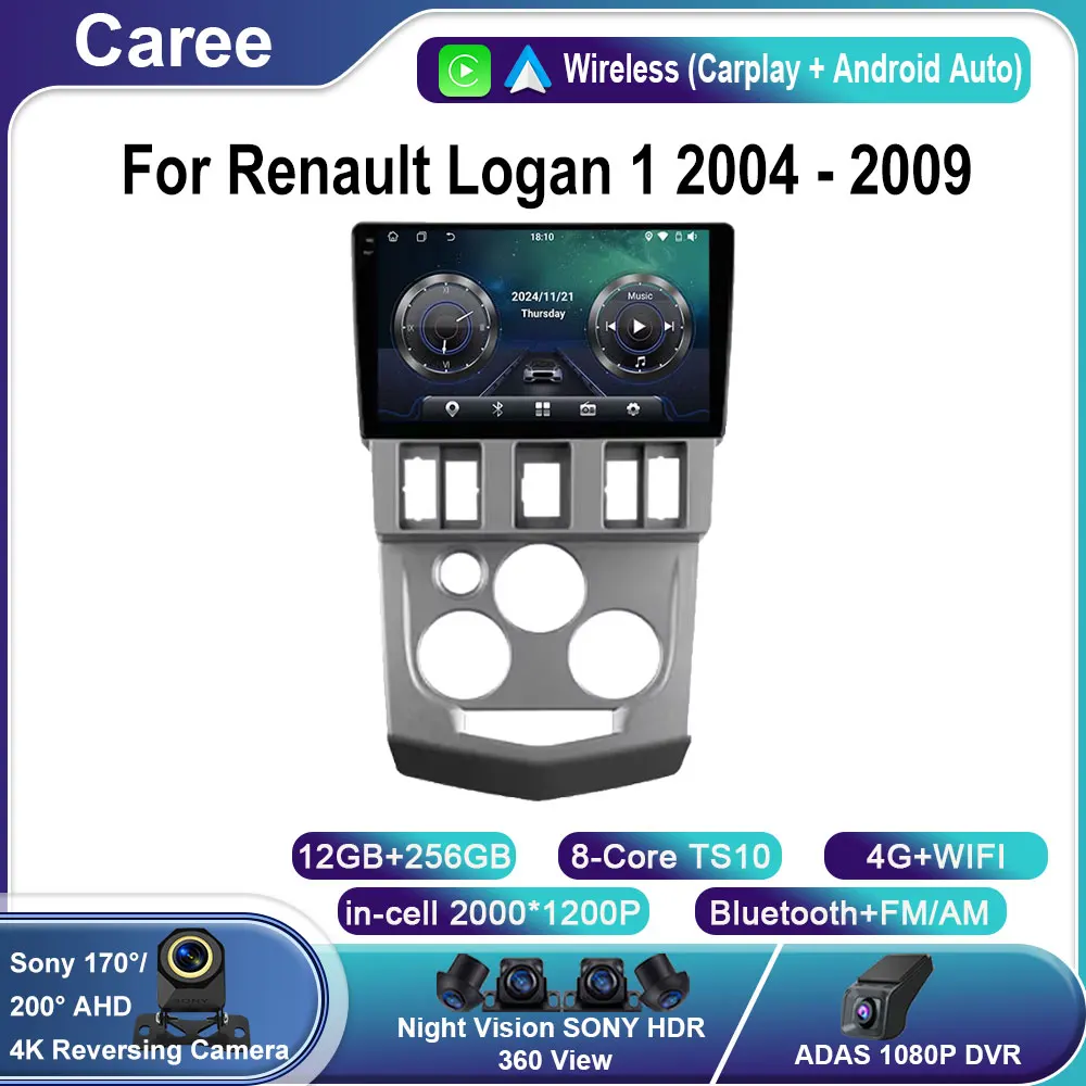 

Car Radio For Renault Logan 1 2004 - 2009 Android Auto Carplay GPS Navigation Multimedia Player 4G BT Rear Camera No 2 din DVD