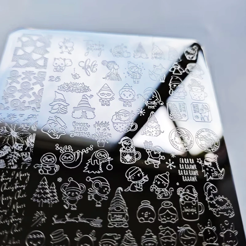 1 pz Di Natale Unghie Artistiche Stamping Piastra Fiocco di Neve/Albero di Natale/Alce/Papbo Natale Unghie artistiche Stampa Stencil FAI DA TE Unghie decorat Strumento