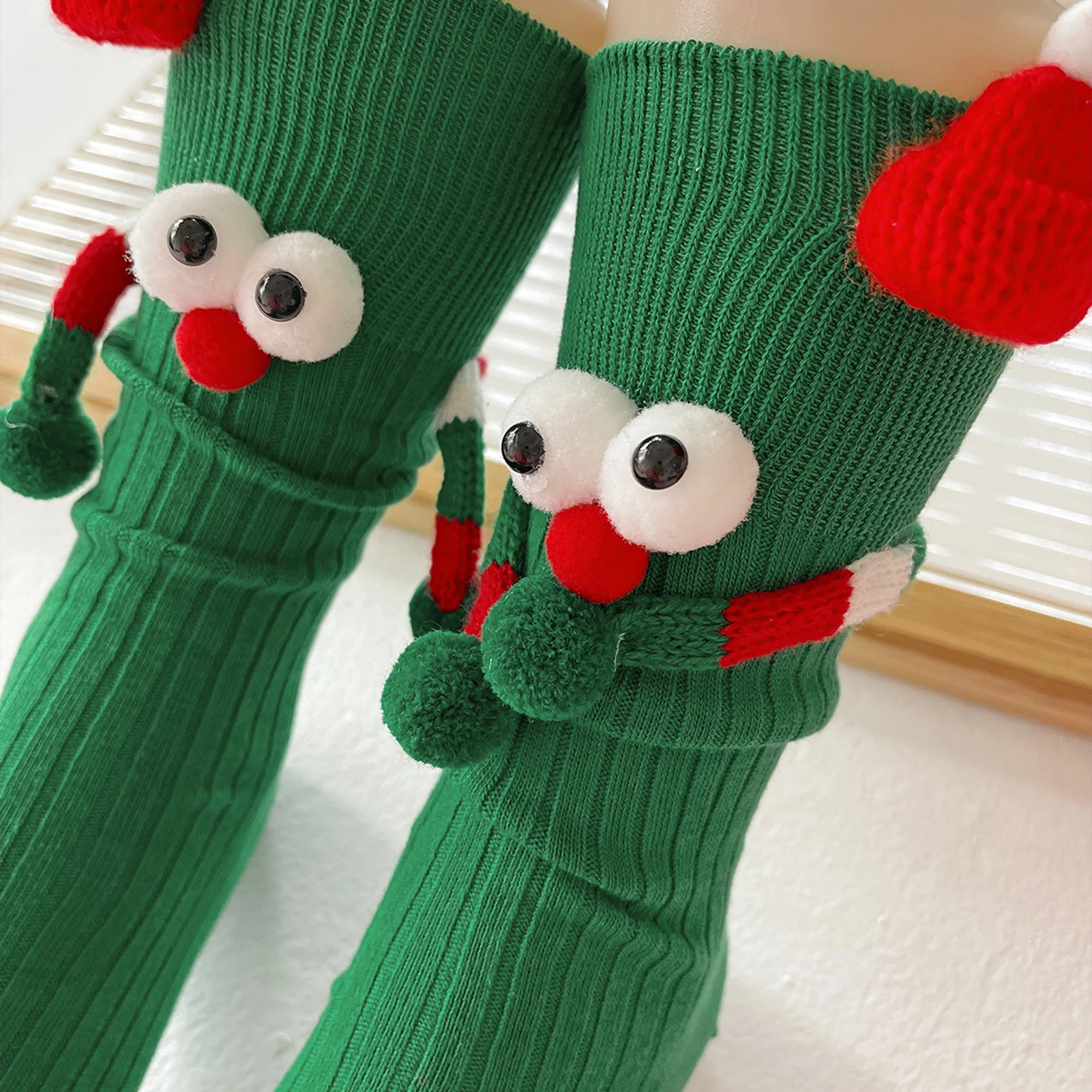 Couple Christmas Holiday Socks 3D Dolls Breathable Warm Socks for Holiday and Birthday Gift