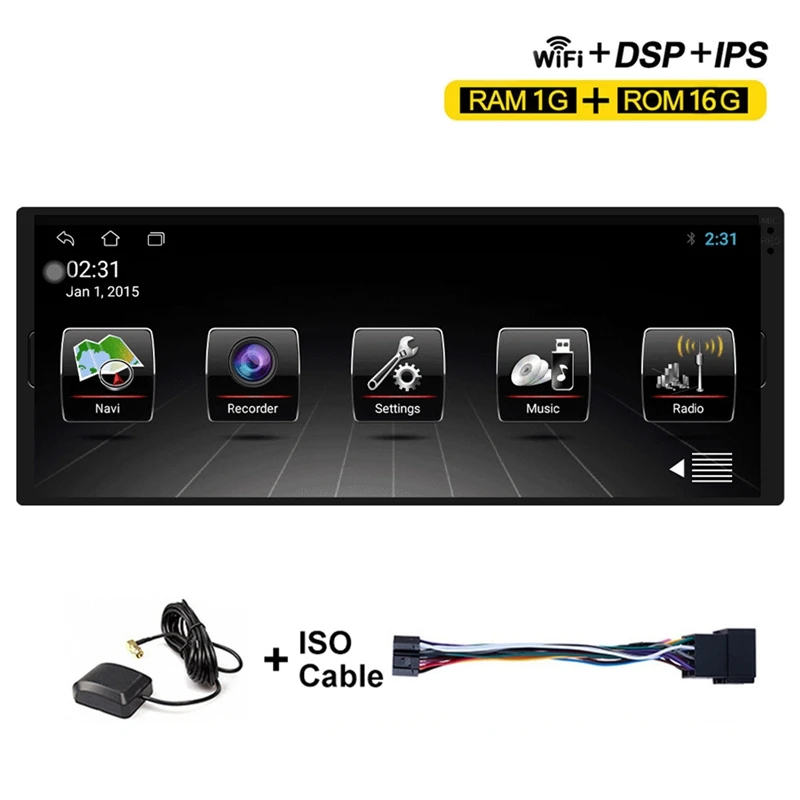 

1 Din Android 10.0 Car Android Multimedia Player 6.9 Inch IPS Auto Radio Audio Stereo WIFI GPS MP5 Player With ISO Cable