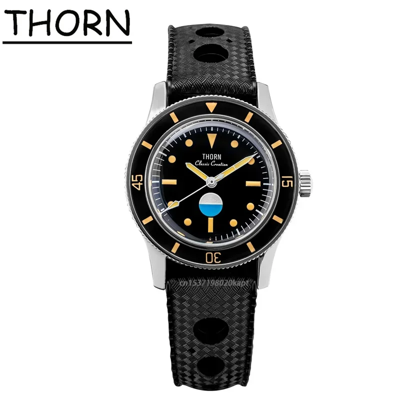 

Thorn T007 Retro Watch 50 Fathoms PT5000 Movement Titanium Case 20ATM Waterproof Sapphire Glass Night Light 38mm Diving Watch