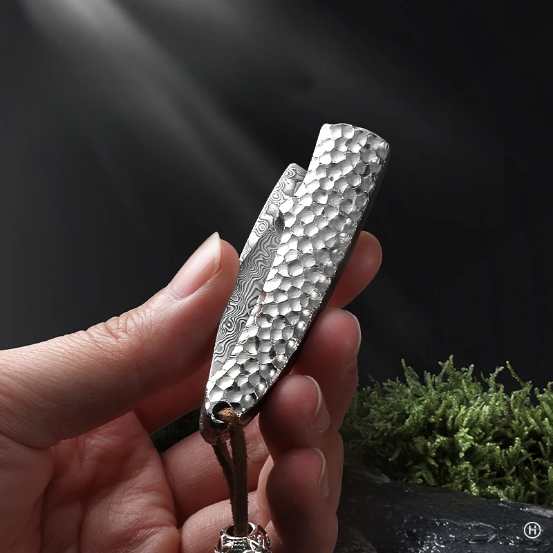 PLYS High end Damascus steel knife, multi-function fruit knife, folding portable outdoor knife, gift box set knife tool