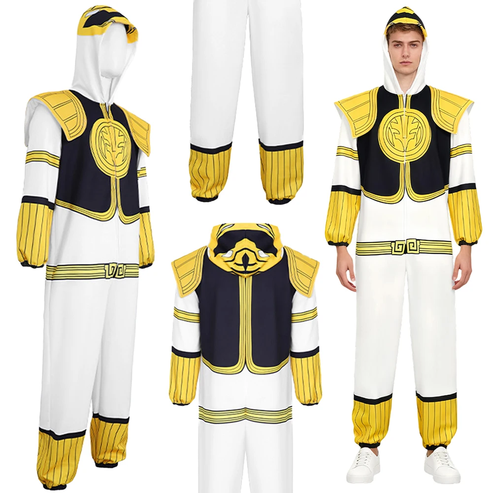 Fantasia TV potente Ranger soldado blanco Cosplay ropa Anime Disfraz hombres fantasía Halloween carnaval fiesta ropa