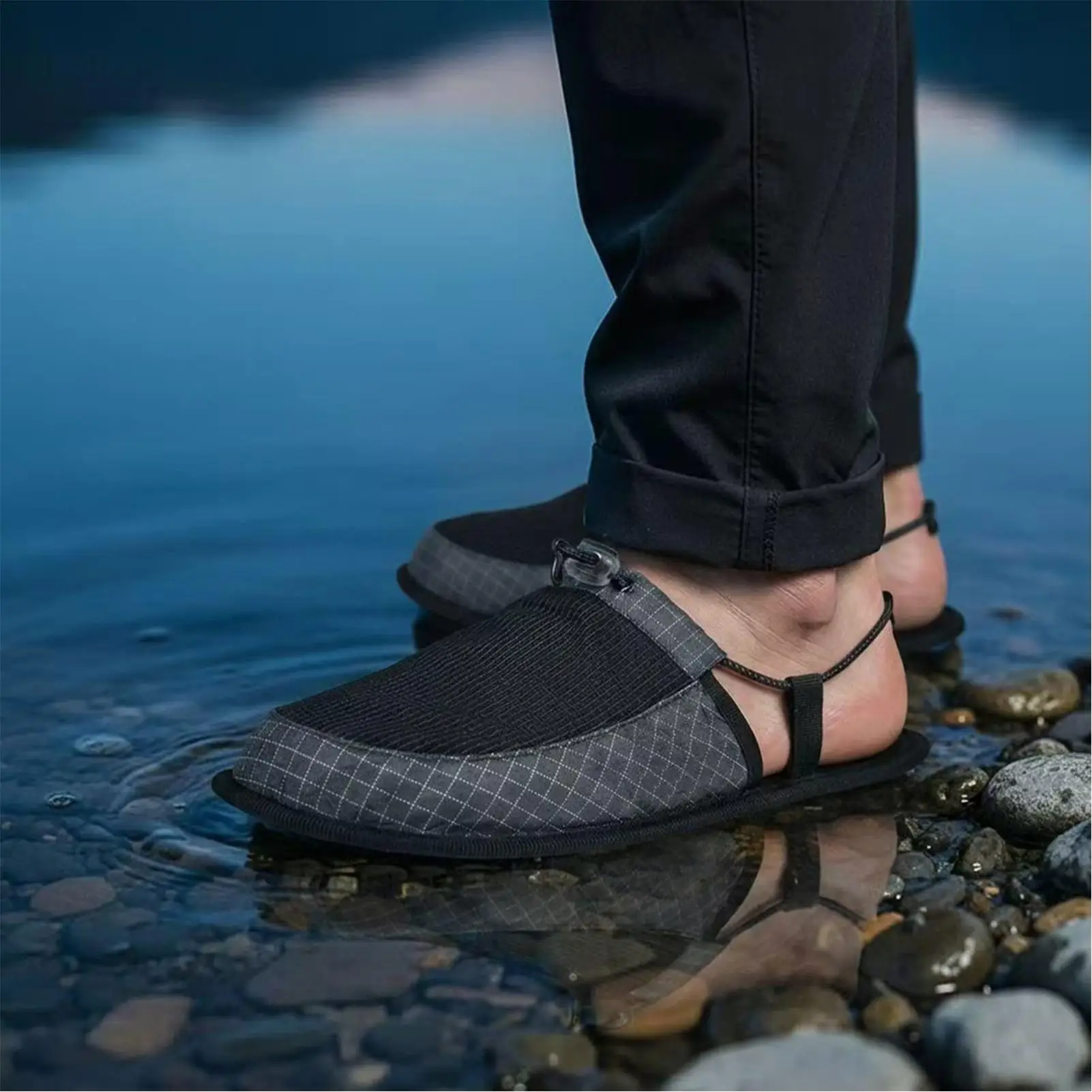 Foldable Non Slip PU Camping Slippers Portable Shower Shoes for Men Women Travel Beach Pool Bathroom Spa Yoga Post Hiking