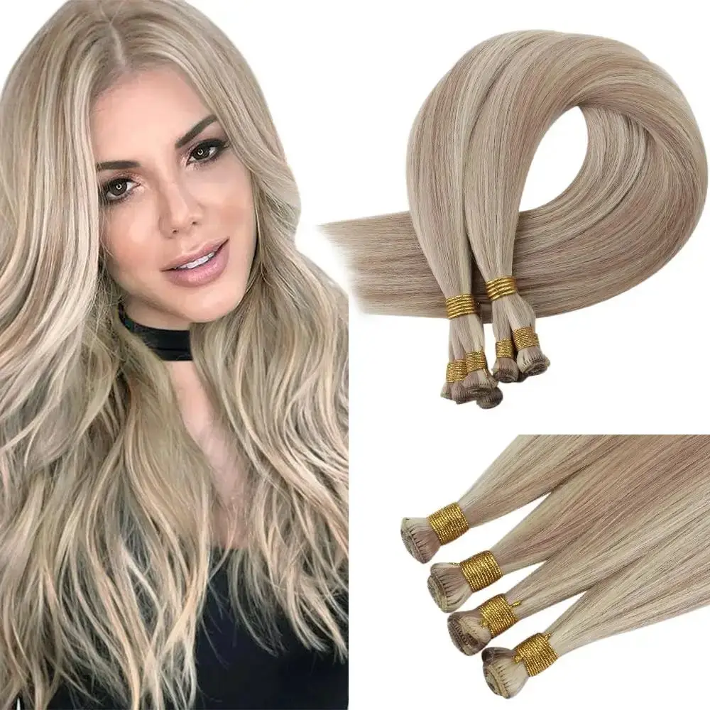 [New]VeSunny Invisible Hand Tied Virgin Human Hair Weft Sew in Remy Hair Skin Weft Straight Remy Hair Bundle 10g/Bundle #P18/613