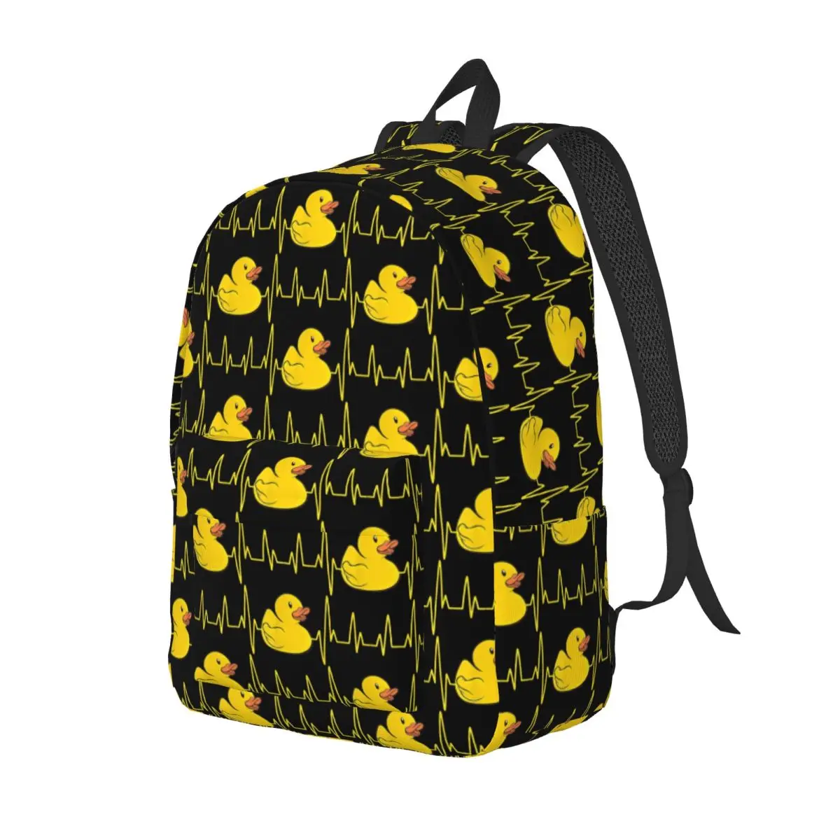 Rubber Duckie Heartbeat Backpack Elementary High College School Student Yellow Duck Book Bags Teens Daypack Outdoor