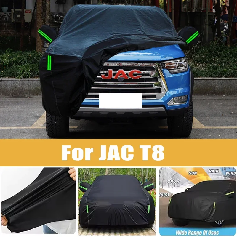 For JAC T8 Full Car Cover Four Seasons Universal Outdoor Sun Anti UV Rain Snow Dust Protection Oxford Cloth Car Accessories