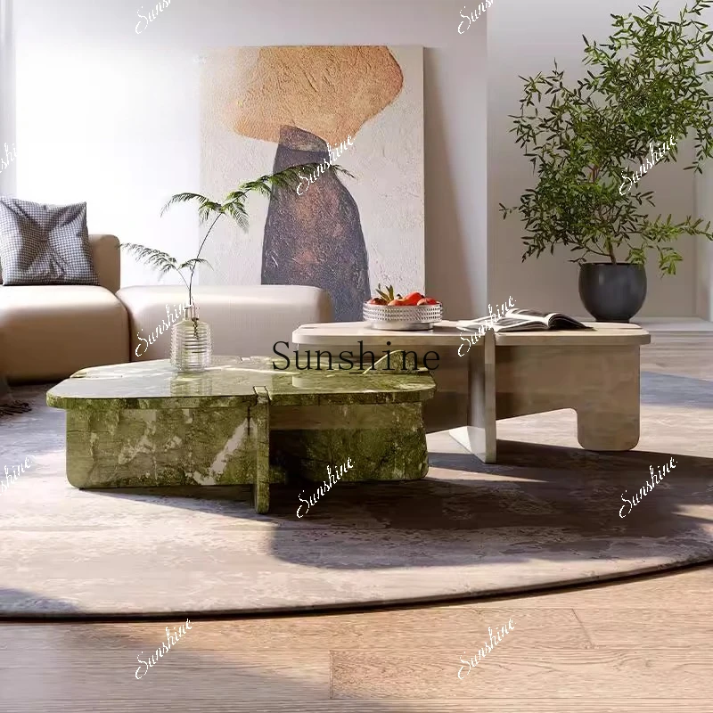 

Natural marble minimalist personality creative height combination coffee table living room small apartment FT