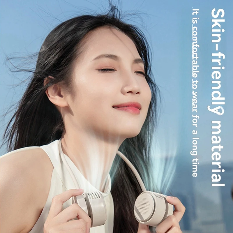 B58B-พัดลมแขวนคอแบบพกพาพัดลมขนาดเล็กไร้ใบพัดแบบชาร์จไฟได้สําหรับการเดินทางและกีฬากลางแจ้ง