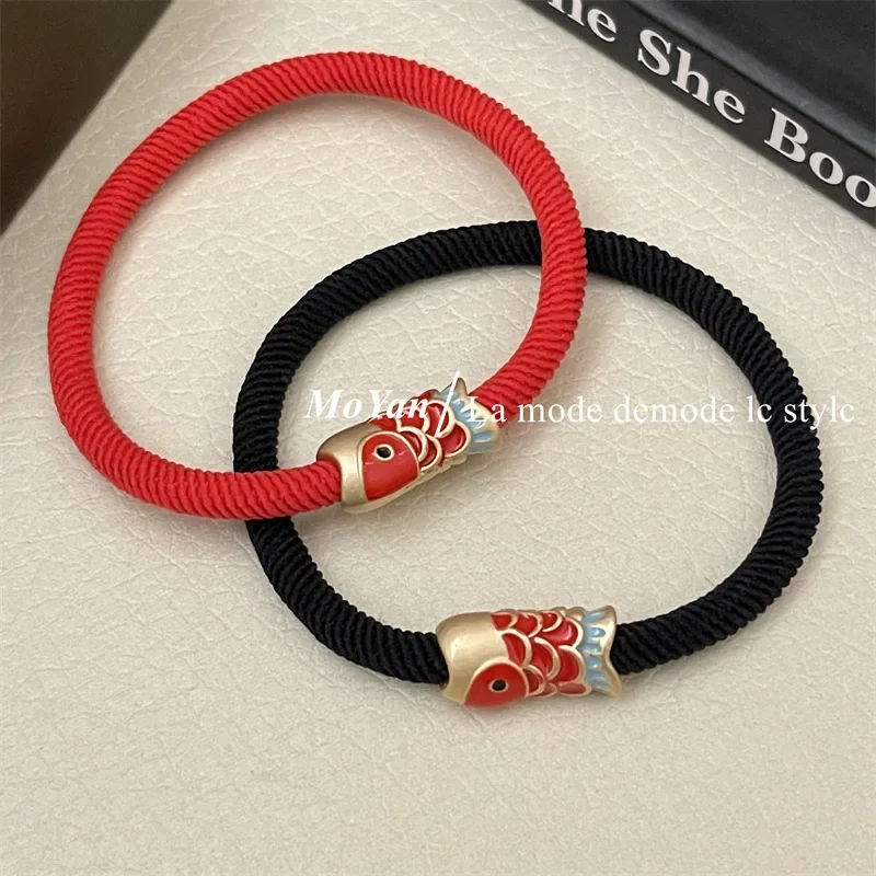 New Year Red Year Fish Hair Rope 2023 New Festive Hair Rope Good Luck Continuous Rubber Band Hairband for Tying up Hair