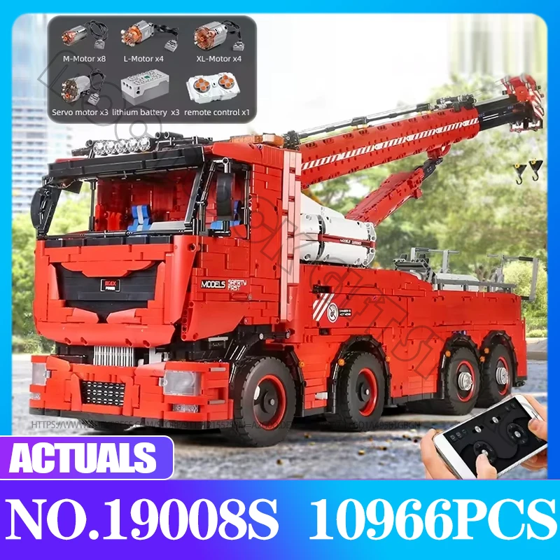 MOULD KING High-Tech Motorized Tow Truck MKII Model Remote Control Mobile Crane 19008S Building Block Brick Children Toys Gifts