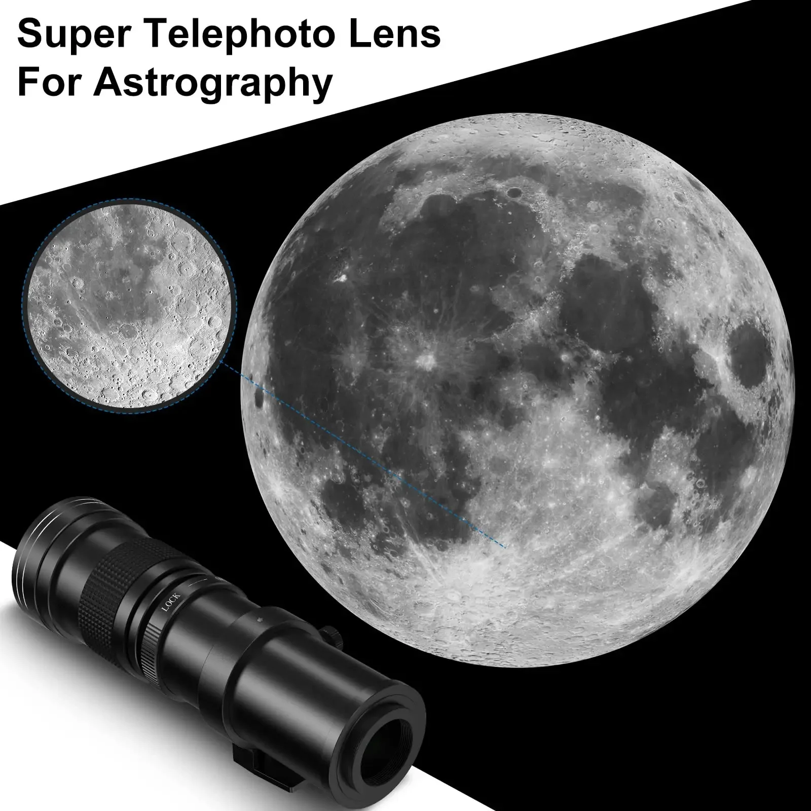 라이트도우 420-800mm f/8.3 수동 줌 슈퍼 망원 렌즈 + T-마운트 (풀 프레임) 캐논 니콘 소니 후지 M43 펜탁스 L 마운트용