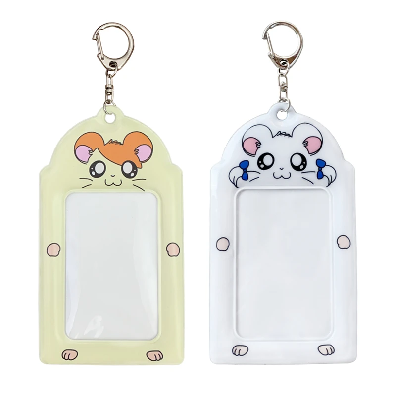 Hamtaro Bejou Hamster ID Card Holder Card Case Cartoon Kawaii Cute Idol Photo Display PVC Pass Case Bag Keychain Clip