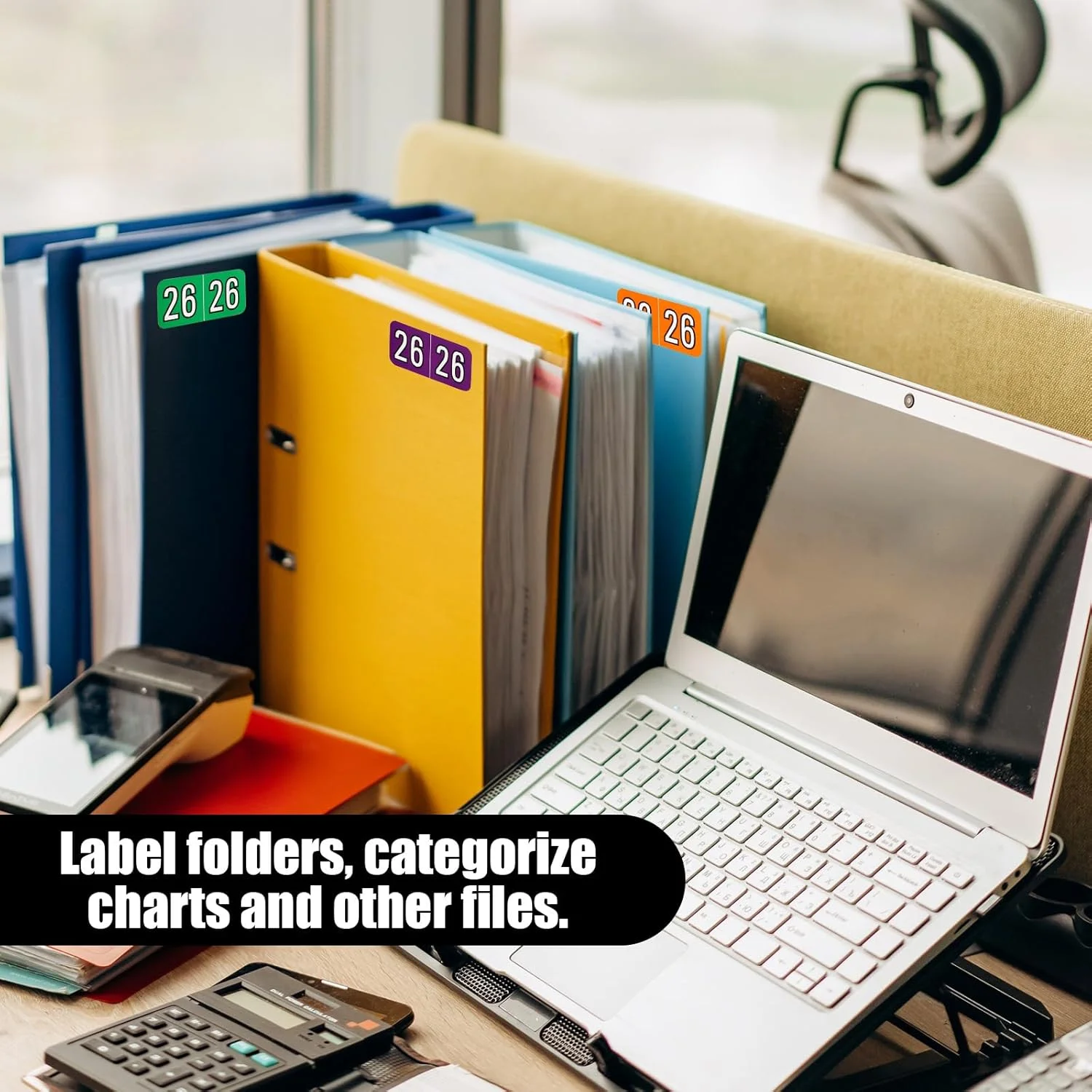 120/240pcs 2026 Year Stickers, File Folder Labels 26 Year Colored Self-Adhesive Medical Chart Number Stickers for Tab File Folde