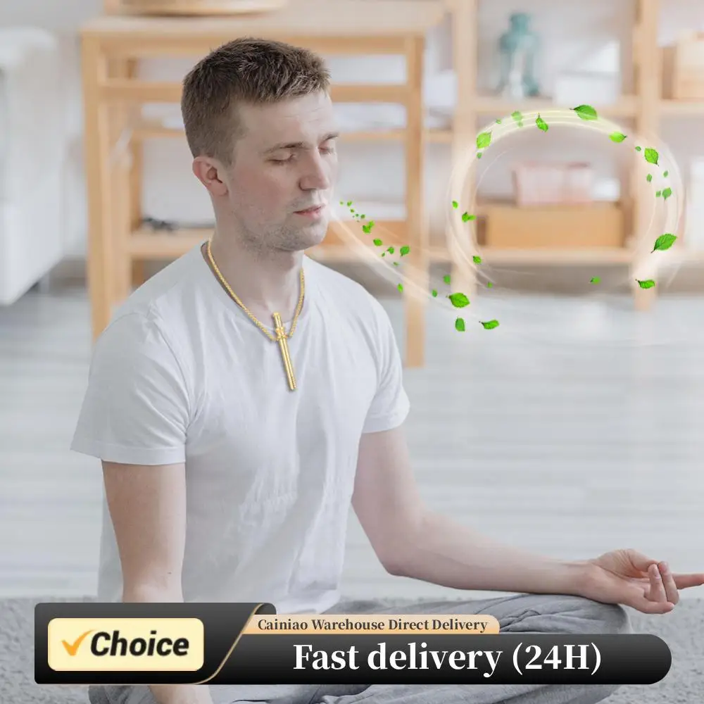 موضة التنفس المقاومة صافرة قلادة الفولاذ المقاوم للصدأ التأمل قلادة الإجهاد الإغاثة اليوغا قلادة التنفس اليقظة #1