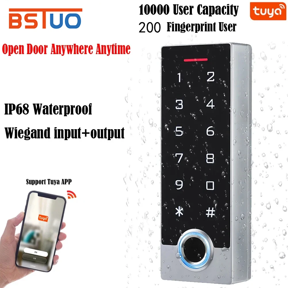 WIFI Tuya APP Door Lock Fingerprint Access Control Standalone RFID Keypad 125Khz RFID Card Door Entry Waterproof