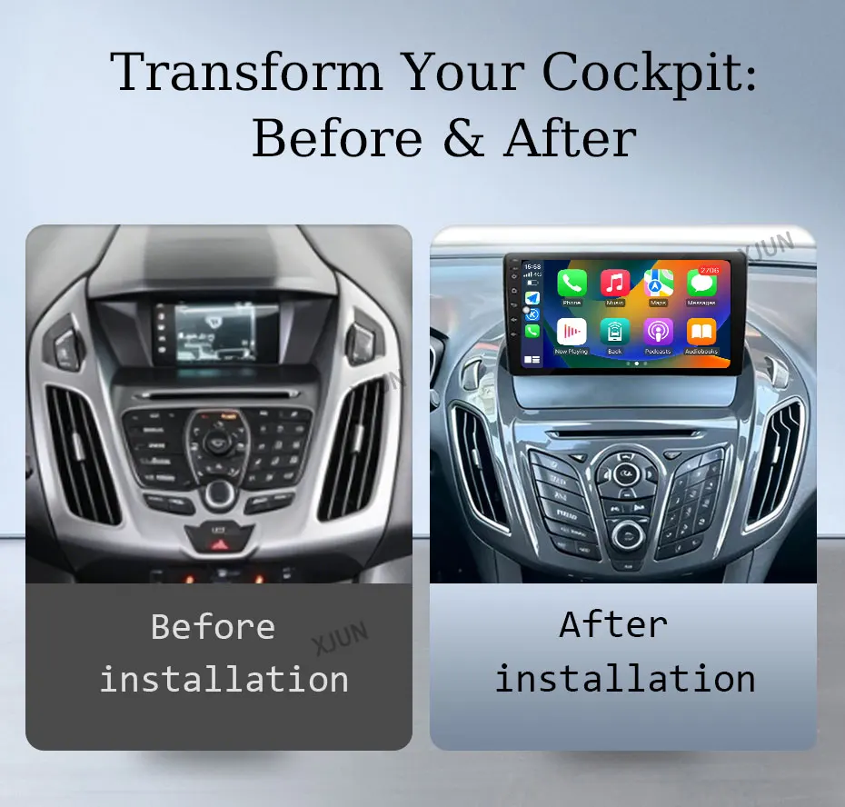 9 Inch Car Stereo Radio for Ford Transit Tourneo Custom 2014 Android 16 Carplay GPS Navigation Bluetooth FM 4G Multimedia Player