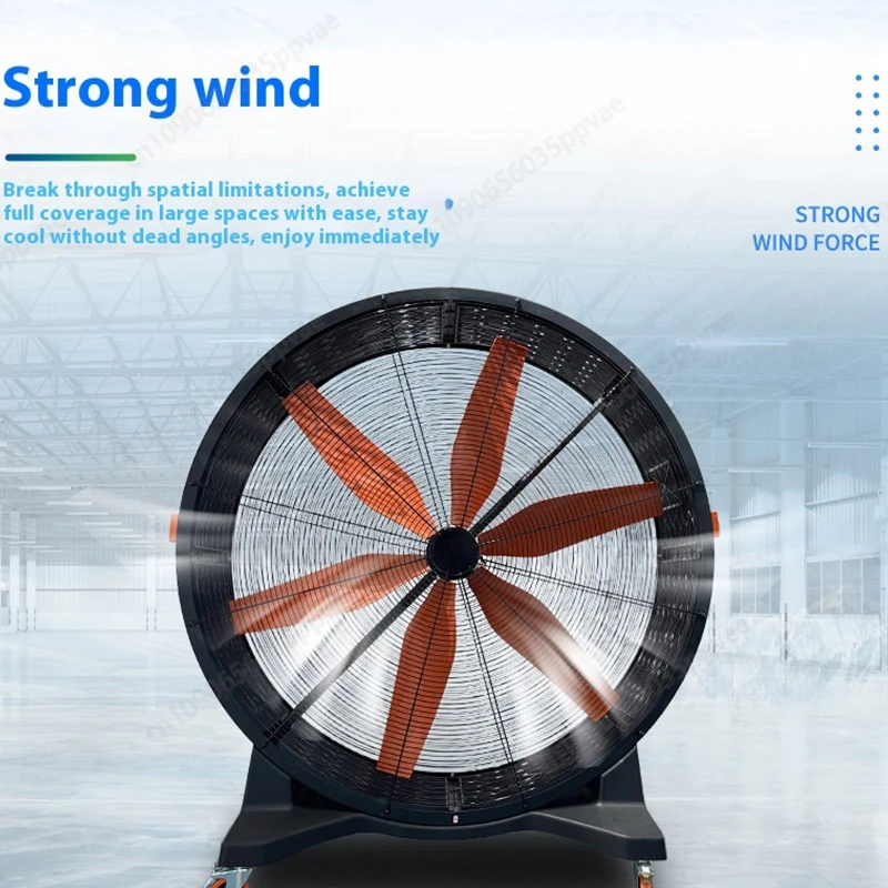 Industriële vloerventilator 220V werkplaatskoeling vernevelingsventilator met 360 °   Wielen Veiligheidsrooster 50dB Laag geluidsniveau voor ventilatie op grote ruimtes