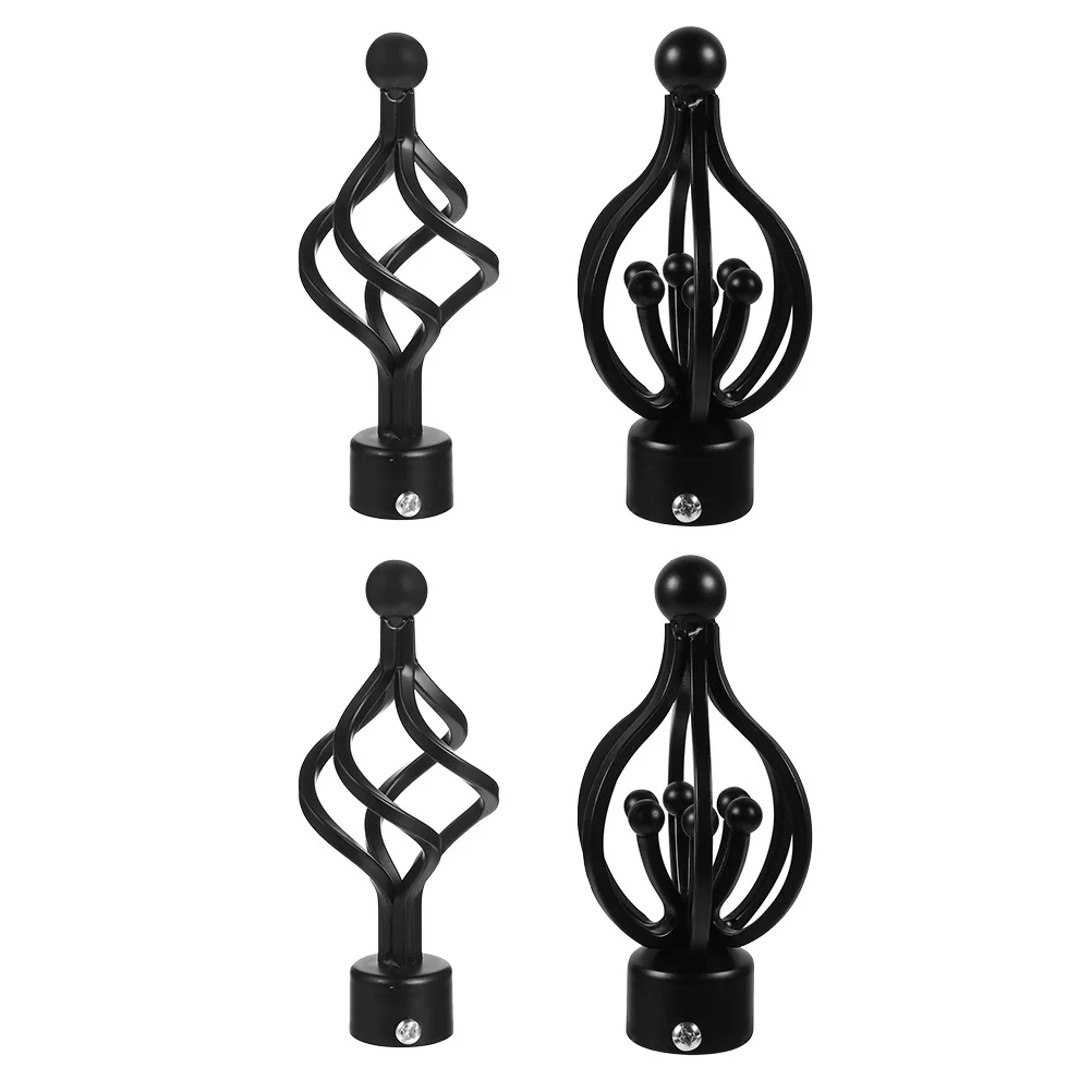 

4Pcs Black Twisted Cage Curtain Rod Ends Decorative Heads for Drapery Rods Window Curtain Rod Fittings Twisted Cage Finial