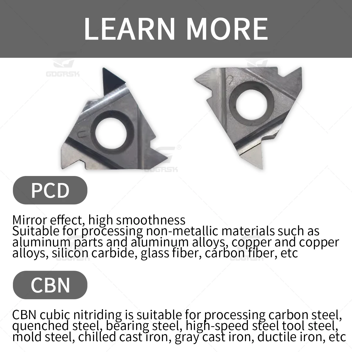 11IR AG60 16ER 16IR AG60 PCD CBN AG55 Diamond Thread Turning Inserts CNC Lathe Tools Aluminum High Gloss PCD Boron Nitride CBN