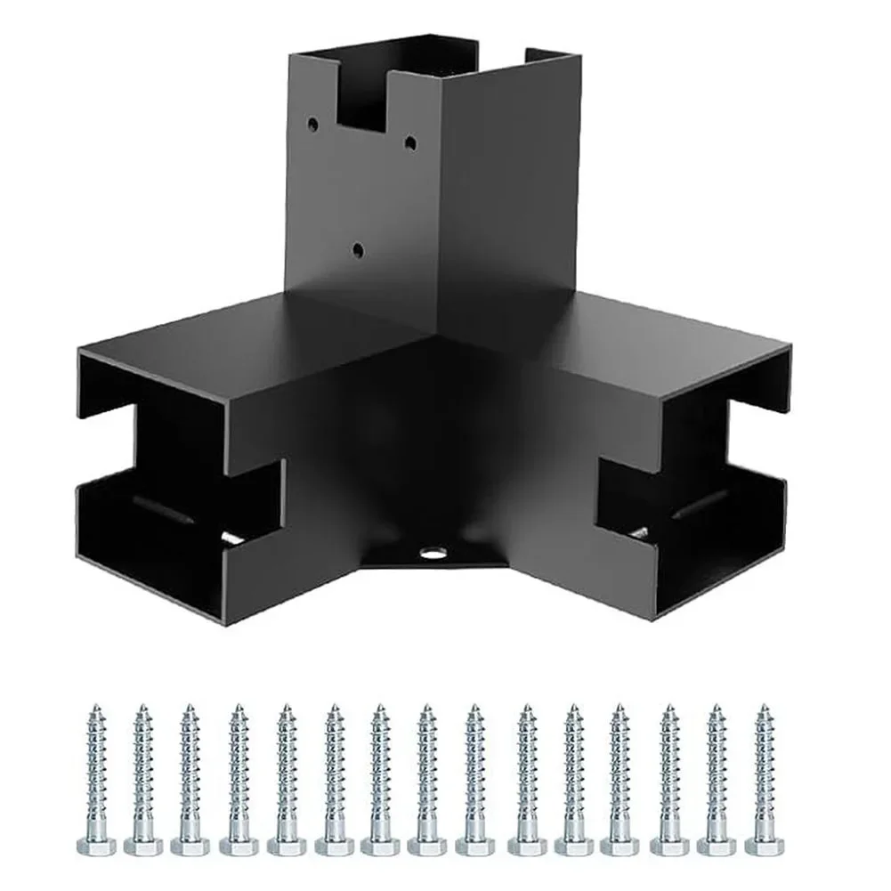 1pcs Right Angle Corner Bracket Black With Pergola Post Base For Wood Beams Elevated Stand Pavilion Accessories Support Base