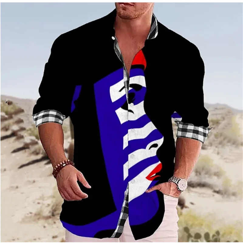 Fashion Men's Shirt Parrot 3D Printing Single Breasted Lapel Shirt Outdoor Street Long Sleeve Clothes Designer Casual 2025