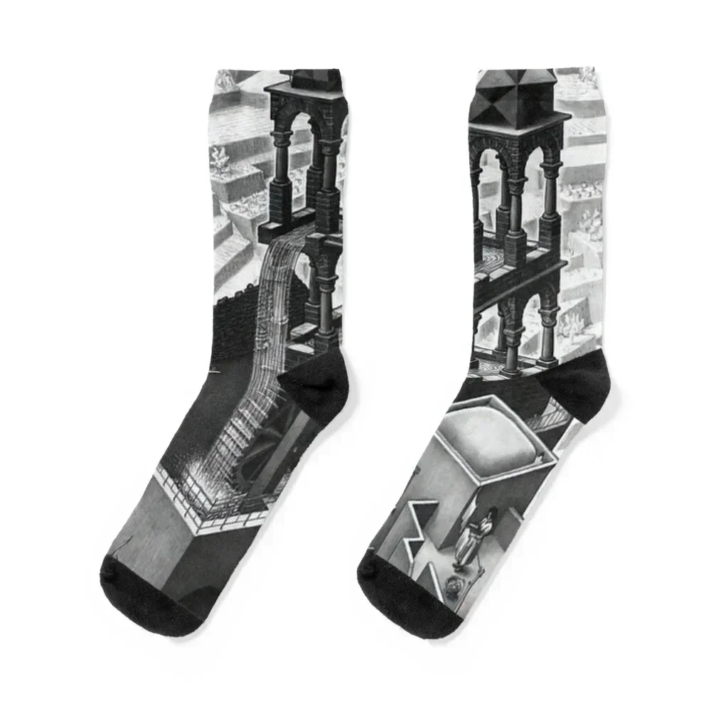 Waterfall by M.C. Escher Socks Children's luxury Socks Girl Men's