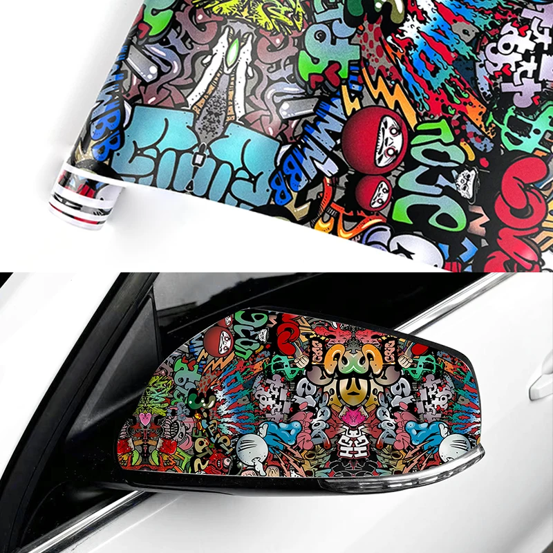 

1 Roll JDM Style Graffiti Painting Car Film Waterproof Suncreen Auto Rear Mirrors Fuel Tank Cap B Pillar Body Bike Sticker Decor