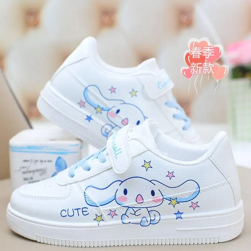 Sanrio Girl Little White Shoes Kuromi Girl Hello Kitty Kawaii Children Sneakers Flat Shoes Casual Shoes Cartoon Four Seasons