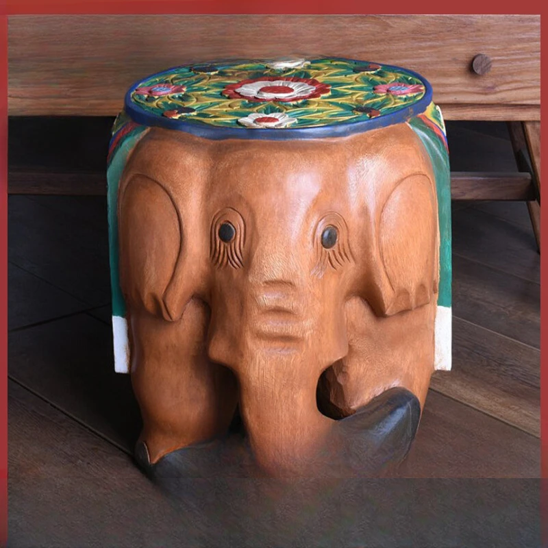 new Colored log elephant stool lucky ornament foyer furniture stool