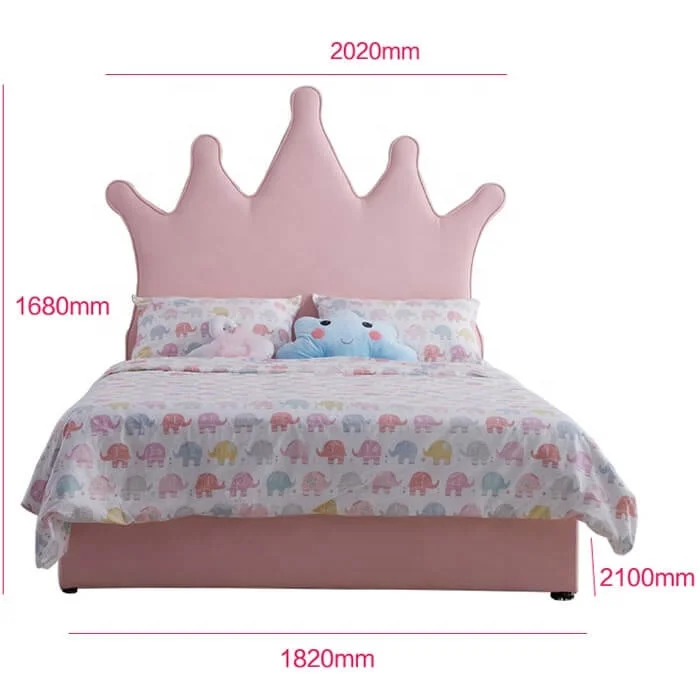 NOVA Creative Design Girls Bedroom Set Pink Princess  Headboard Solid Wood Double Size Bed For Kids