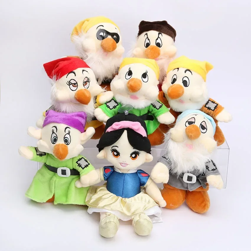 

8pcs/lot Kawaii Disney Anime Snow White and the Seven Dwarfs Plush Toy Cartoon Princess Stuffed Doll Pillow home decor girl gift